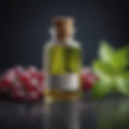 Grape seed extract in a glass vial with herbs