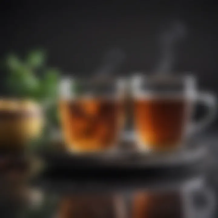 A balanced meal complemented by a cup of herbal tea