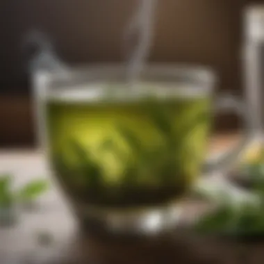 Green Tea: A Potential Appetite Suppressant Close-up of a steaming cup of green tea with herbs