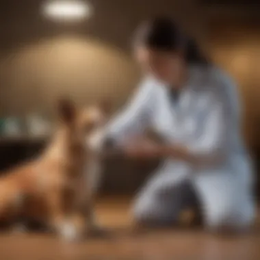 A veterinary professional examining a dog's skin for allergy signs