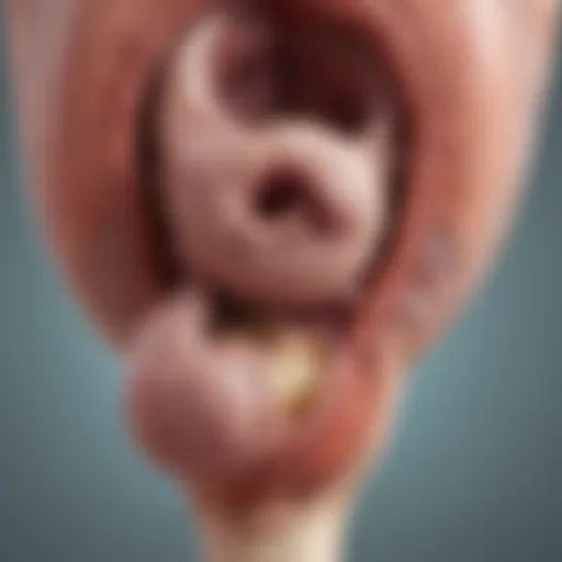 Illustration depicting types of benign tumors in the uterus