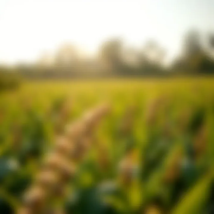 Impact of GMOs on Agriculture A field of genetically modified crops thriving under sunlight