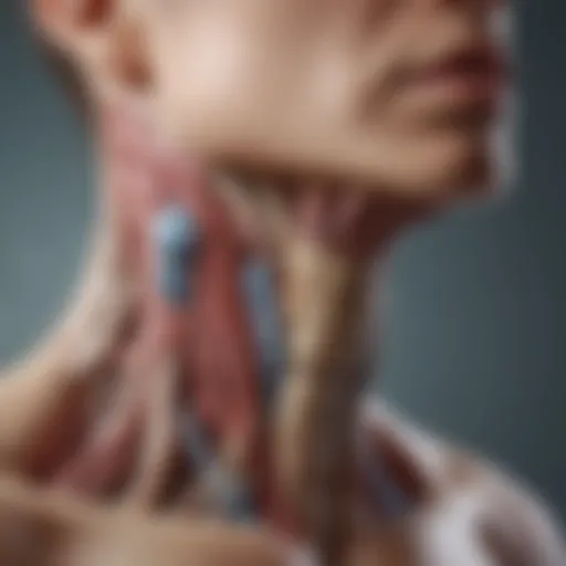 Illustration depicting thyroid gland anatomy