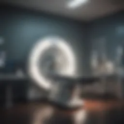 An illustration of an MRI machine in a clinical setting