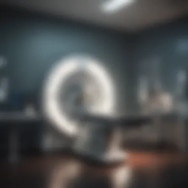 MRI Machine in Clinical Environment An illustration of an MRI machine in a clinical setting