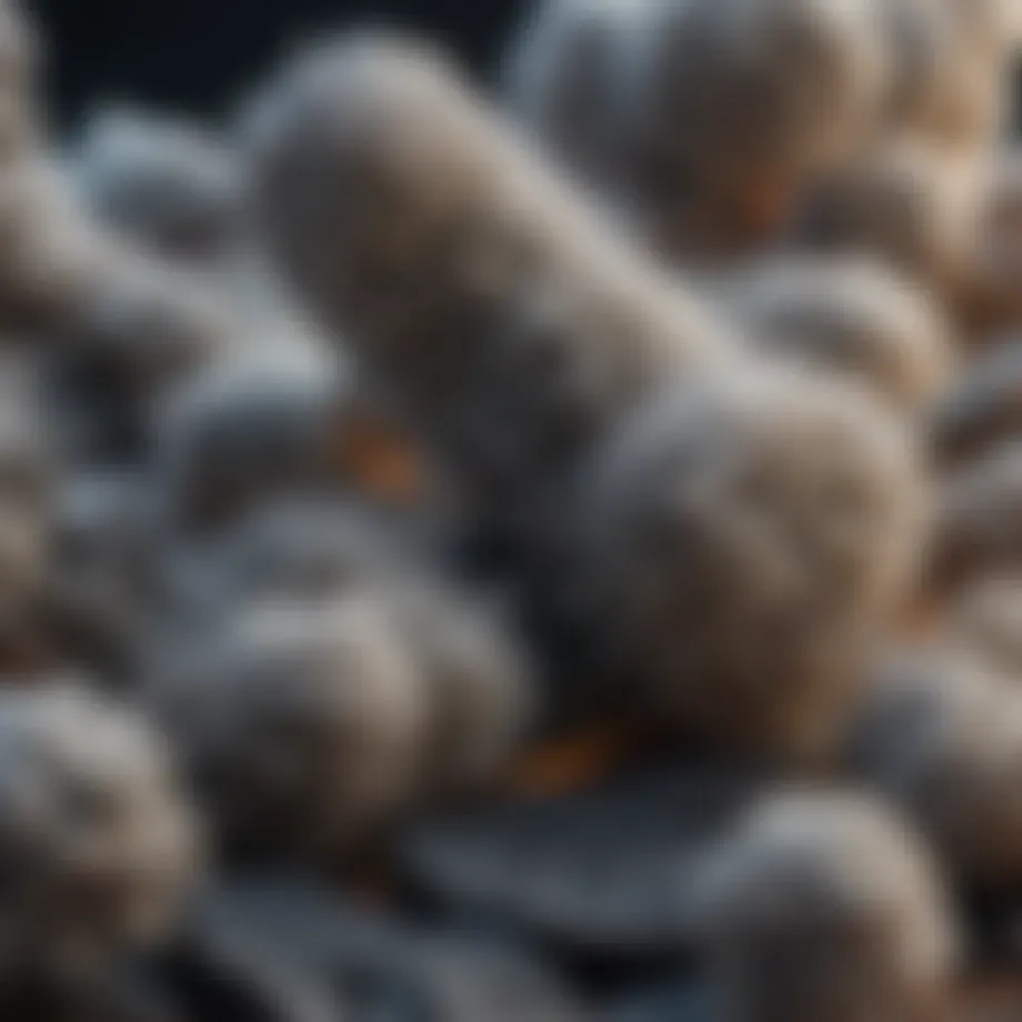 Close-up of asbestos fibers under a microscope