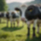 Dairy farm showcasing high milk-producing cows in lush green pastures.