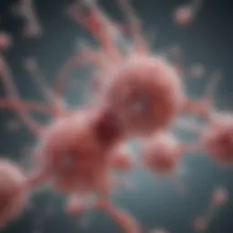 Illustration showing the biological mechanism of myostatin action in muscle cells