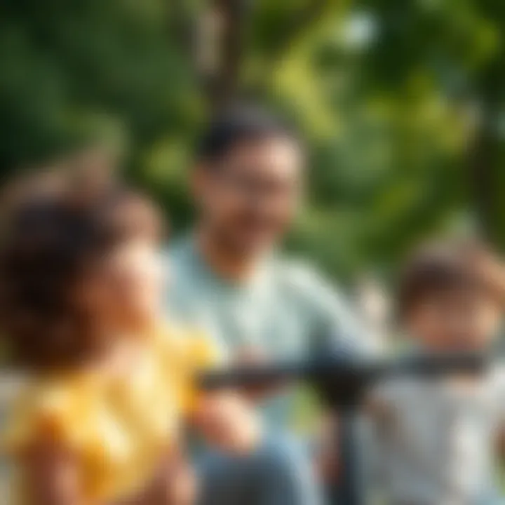 A family enjoying outdoor activities in a clean environment
