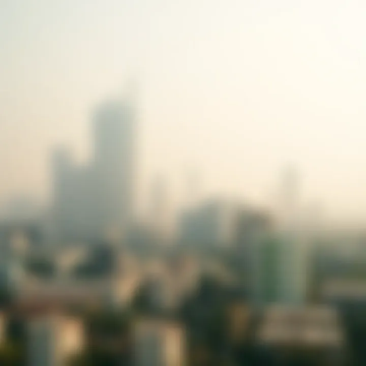 Urban landscape with smog and reduced visibility