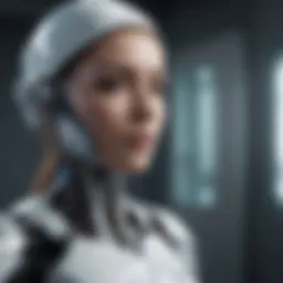 A futuristic robot in a healthcare setting, assisting medical professionals.