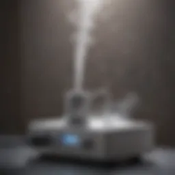 Close-up of an ultrasonic nebulizer in action, showcasing mist generation