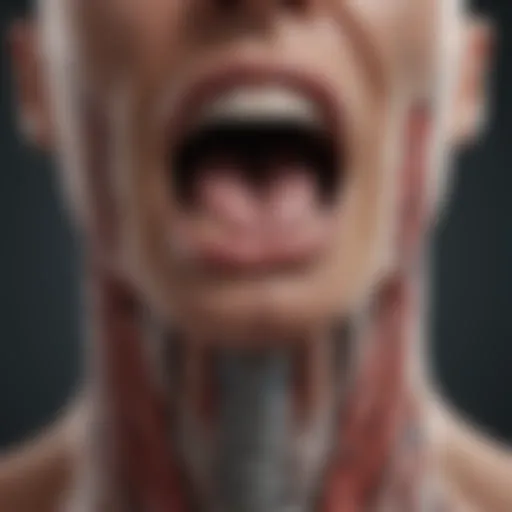 Illustration of throat anatomy highlighting muscles