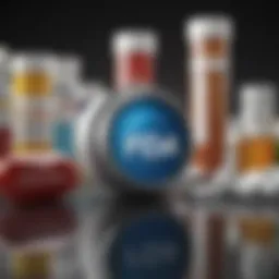 Illustration depicting the FDA logo with a backdrop of pharmaceutical products.